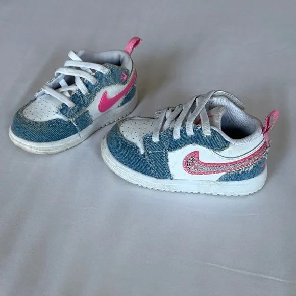 Air Jordan Denim and Pink Sneakers - Picture 1 of 5